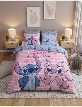 Stitch & Angel Disney beddengoedset 240x220 cm met 2 kussenslopen 65x65 cm – Oeko-Tex gecertificeerd