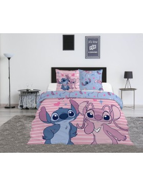 Parure de Lit Stitch & Angel Disney 240x220 cm avec 2 Taies 65x65 –  Certifiée Oeko-Tex Standard