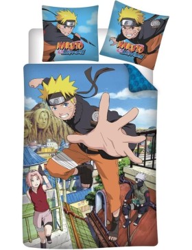 Parure de lit Naruto Hokage 140x200 avec taie 65x65 - Housse de couette officielle 100% coton réversible