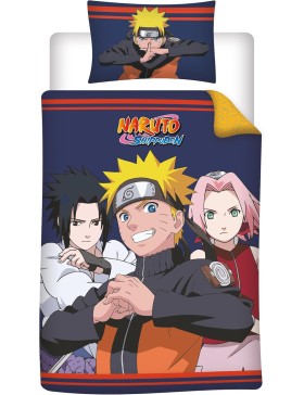 Parure de Lit Naruto Shippuden 140x200 + Taie 60x70 100% Coton Réversible Licence Officielle Aymax
