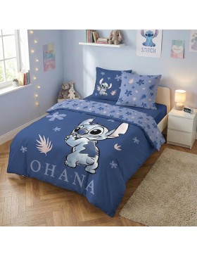 Stitch Disney Ohana Beddengoedset 240x220 + 2 Kussenslopen 65x65 100% Katoen Omkeerbaar Officiële Aymax Licentie