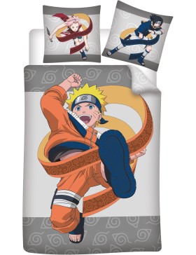 Naruto Shippuden beddengoedset 140x200 cm + kussensloop 65x65 cm, 100% katoen, omkeerbaar, officiële Aymax-licentie.