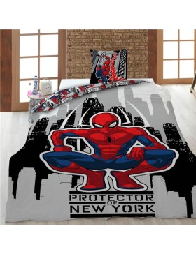 Parure de Lit Spider-Man Marvel 140x200 + Taie 65x65 Polycoton Réversible Licence Officielle Aymax