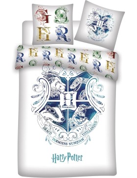 Parure de Lit Harry Potter Hogwarts 140x200 + Taie 63x63 Réversible Licence Officielle