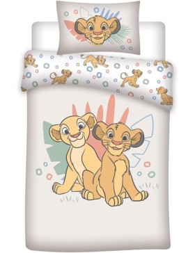 Parure de Lit Bébé Le Roi Lion Simba & Nala 100x140 + Taie 40x60 100% Coton Réversible Disney