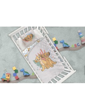 Parure de Lit Bébé Le Roi Lion Simba & Nala 100x140 + Taie 40x60 100% Coton Réversible Disney