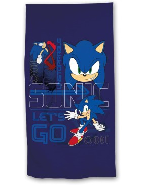 Drap de Plage Sonic 70x140 cm 100% Polyester Séchage Rapide Licence Officielle