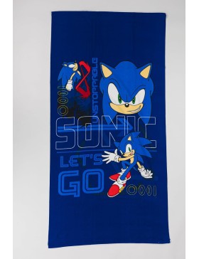 Drap de Plage Sonic 70x140 cm 100% Polyester Séchage Rapide Licence Officielle