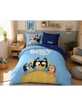Bluey Beddengoedset 140x200 + Kussensloop 65x65 100% Katoen Omkeerbaar Officieel Gelicentieerd