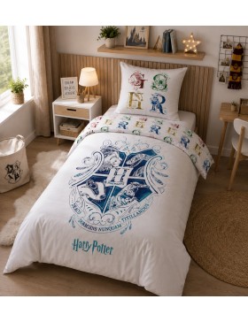 Harry Potter Zweinstein Beddenset 140x200 cm + Kussensloop 63x63 cm (Omkeerbaar) Officieel Gelicentieerd