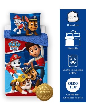 copy of Paw Patrol beddengoedset 140x200 + kussensloop 65x65, omkeerbaar, polykatoen, Chase, Marshall, Stella, Ruben