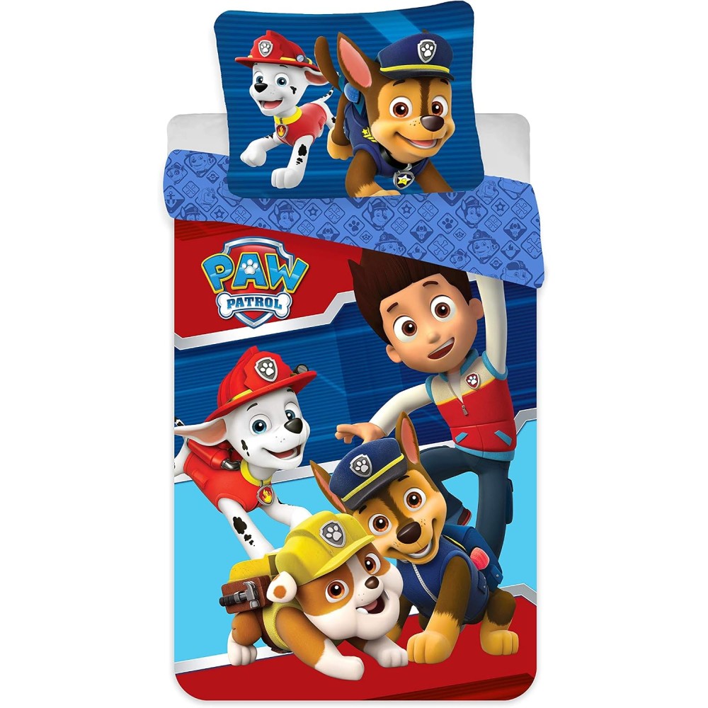 Pat’ Patrouille Parure de Lit Enfant 2 Pièces – Housse de Couette Réversible 140x200 cm et Taie 65x65 cm