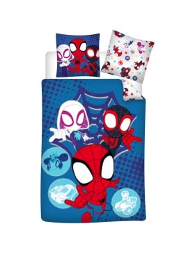 Marvel Spidey et ses Amis – Parure de Lit Réversible - Housse de Couette 140 × 200 cm + Taie 65 × 65 cm – Polycoton