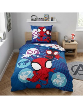 Marvel Spidey et ses Amis – Parure de Lit Réversible - Housse de Couette 140 × 200 cm + Taie 65 × 65 cm – Polycoton