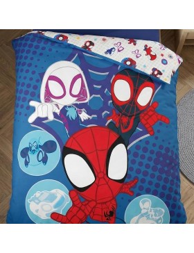 Marvel Spidey et ses Amis – Parure de Lit Réversible - Housse de Couette 140 × 200 cm + Taie 65 × 65 cm – Polycoton