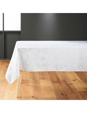 Douceur d'Intérieur, Nappe de Fête Rectangle Pampille, Polyester Imprimé Métallisé