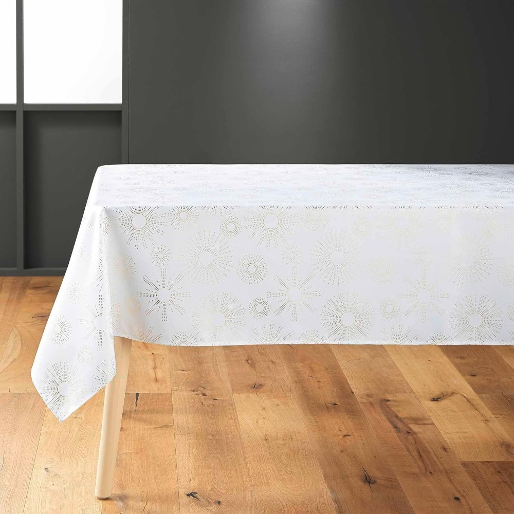Douceur d'Intérieur, Nappe de Fête Rectangle Pampille, Polyester Imprimé Métallisé