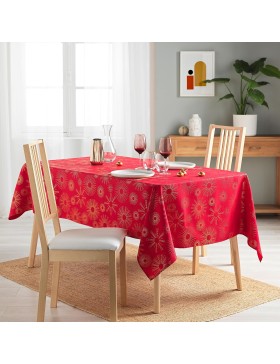 Douceur d'Intérieur, Nappe de Fête Rectangle Pampille, Polyester Imprimé Métallisé
