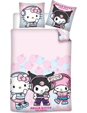 copy of Conjunto de cama reversível rosa Hello Kitty – capa de edredom + fronha
