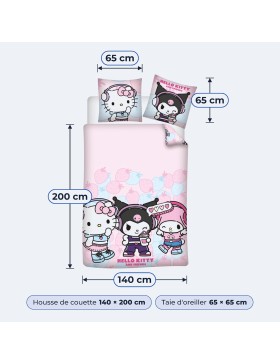 copy of Conjunto de cama reversível rosa Hello Kitty – capa de edredom + fronha