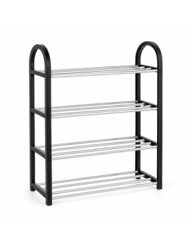 Étagère à chaussures noire 4 niveaux – Jusqu’à 8 paires – 50 × 19 × 66 cm