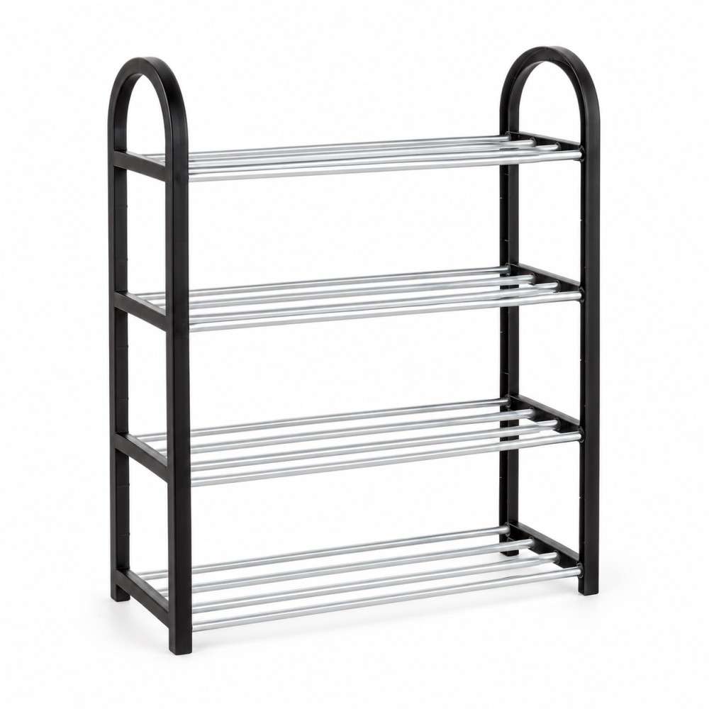 Étagère à chaussures noire 4 niveaux – Jusqu’à 8 paires – 50 × 19 × 66 cm
