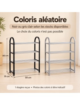 Étagère à chaussures noire 4 niveaux – Jusqu’à 8 paires – 50 × 19 × 66 cm