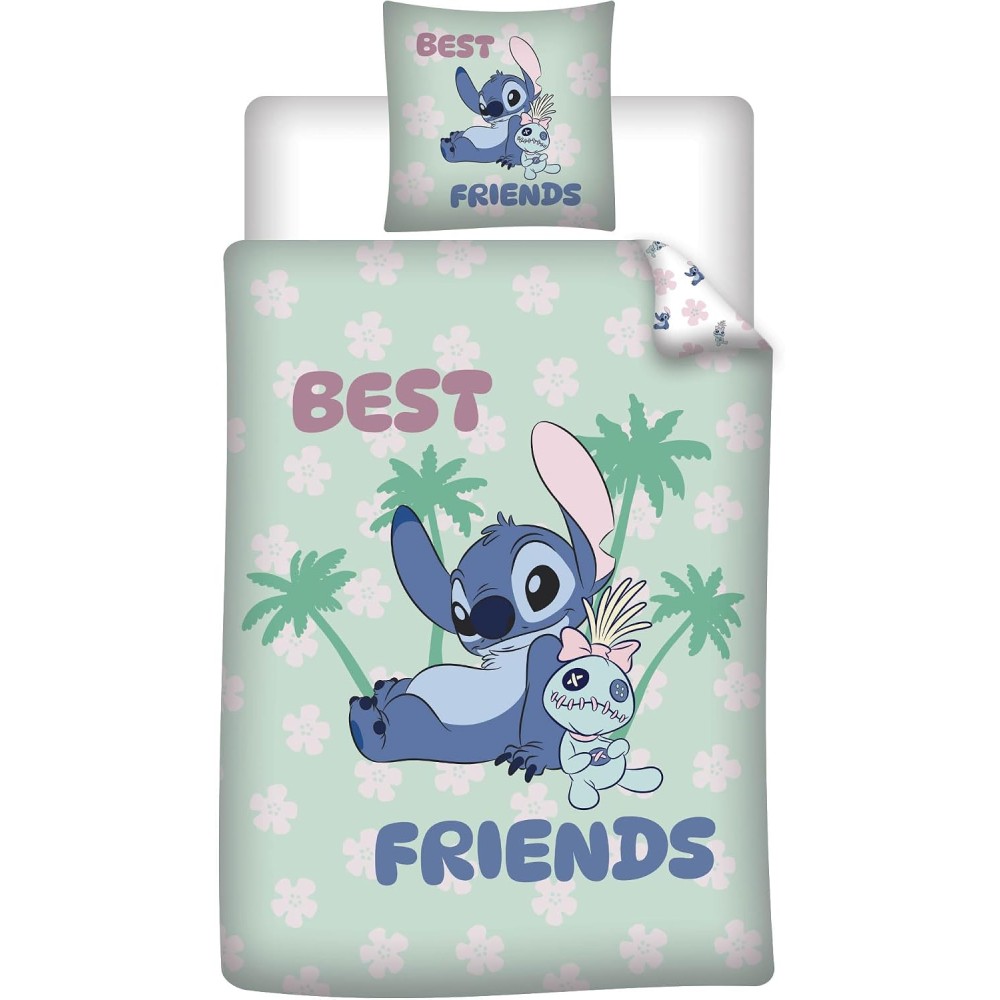 copy of Lilo & Stitch Disney beddengoedset 140x200 cm + kussensloop 65x65 cm, omkeerbaar, polykatoen, officiële Aymax-licentie.