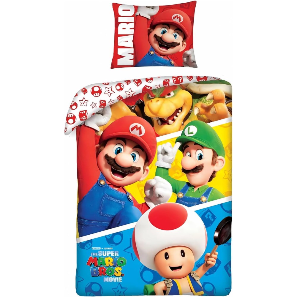 copy of Parure de Lit Super Mario Réversible en Microfibre – Housse de Couette et Taie d’Oreiller Collection Nintendo –