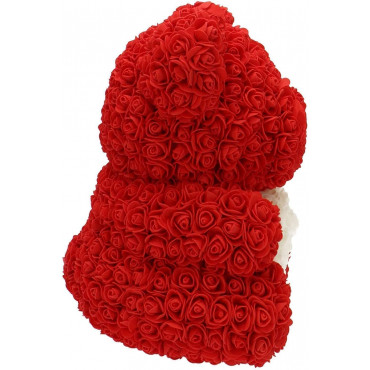 Orsetto rosa con cuore nella sua scatola – H35cm