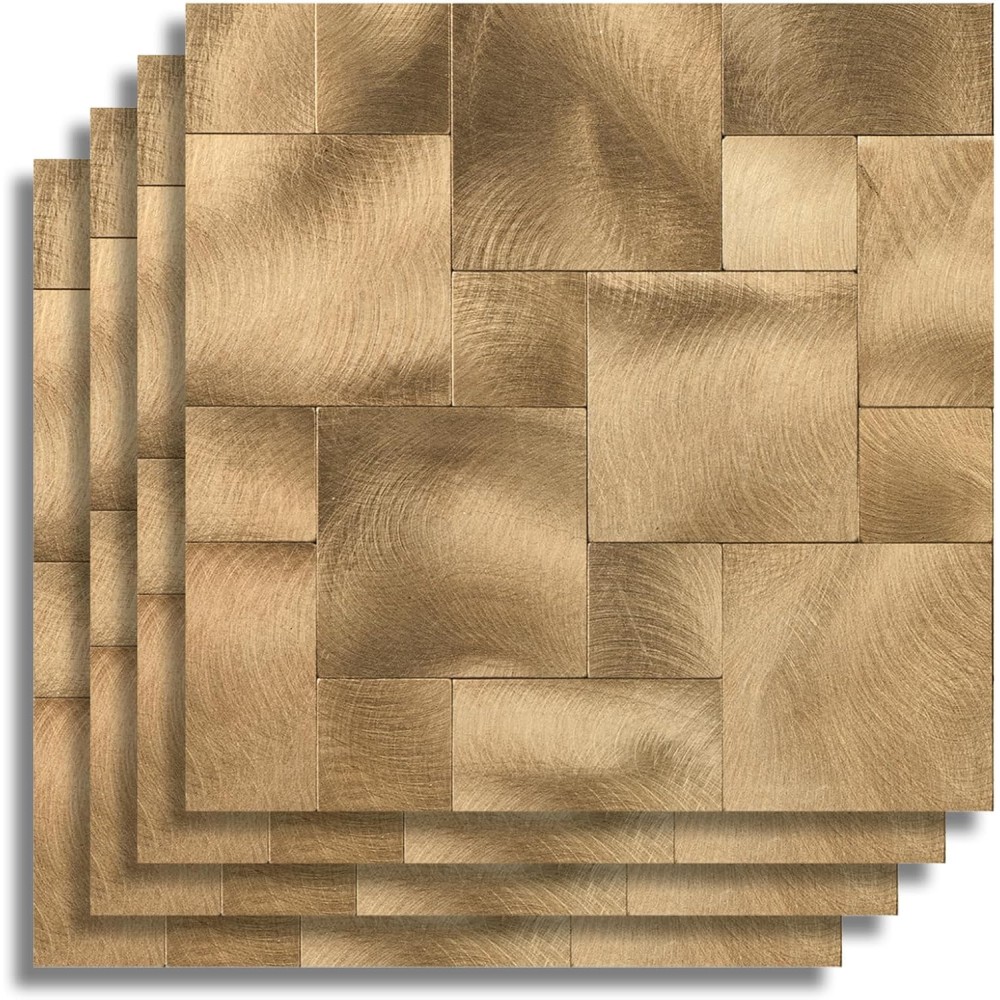 Crédence adhésive 3D Travertin cuivre – 4 panneaux 25 x 25 cm, épaisseur 4 mm – douceur d’intérieur