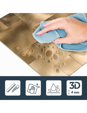 Crédence adhésive 3D Travertin cuivre – 4 panneaux 25 x 25 cm, épaisseur 4 mm – douceur d’intérieur