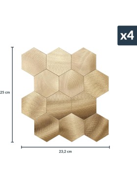 Crédence adhésive 3D Hexa cuivre – 4 panneaux 25 x 23,2 cm, épaisseur 4 mm – douceur d’intérieur