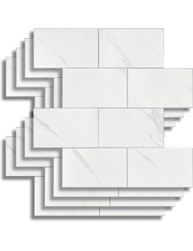 Crédence adhésive 3D Careo blanc effet marbre – 4 panneaux 25 x 25 cm – douceur d’intérieur
