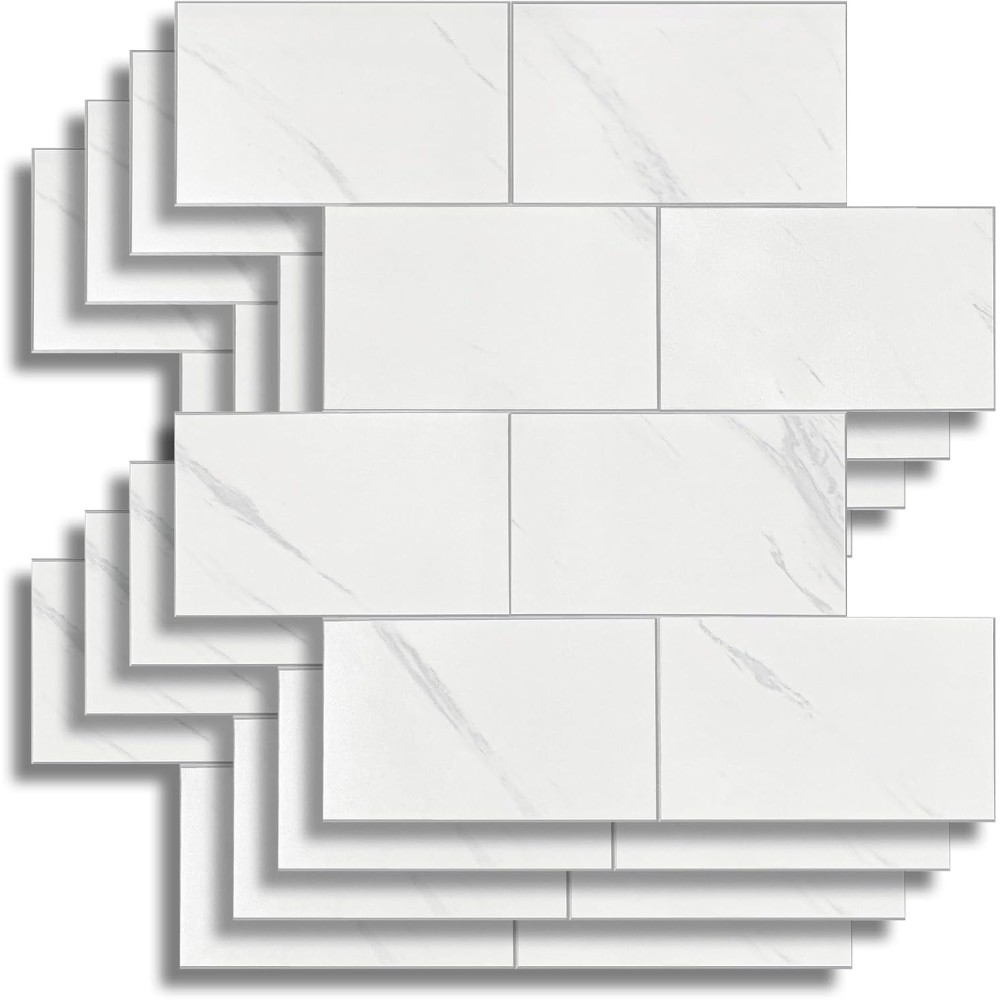 Crédence adhésive 3D Careo blanc effet marbre – 4 panneaux 25 x 25 cm – douceur d’intérieur