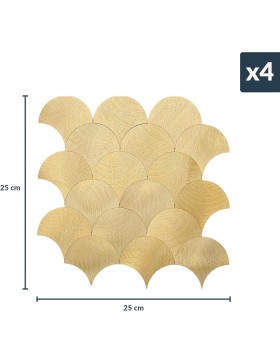Crédence adhésive 3D Scale or motif écailles – 4 panneaux 25 x 25 cm – douceur d’intérieur