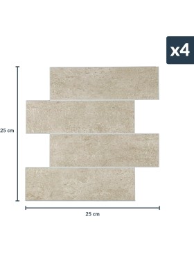 Crédence adhésive 3D Pierre naturel effet pierre – 4 panneaux 25 x 25 cm – douceur d’intérieur