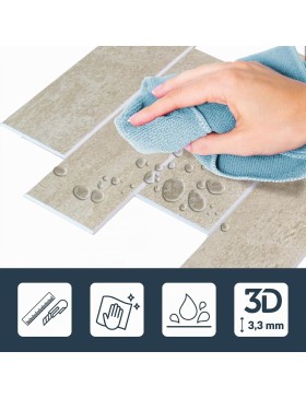 Crédence adhésive 3D Pierre naturel effet pierre – 4 panneaux 25 x 25 cm – douceur d’intérieur
