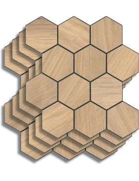 Crédence adhésive 3D Hexa effet bois – 4 panneaux 25 x 23,2 cm – douceur d’intérieur