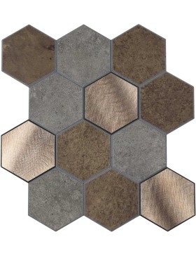 Crédence adhésive 3D Hexa béton – 4 panneaux 25 x 23,2 cm, épaisseur 4 mm – douceur d’intérieur