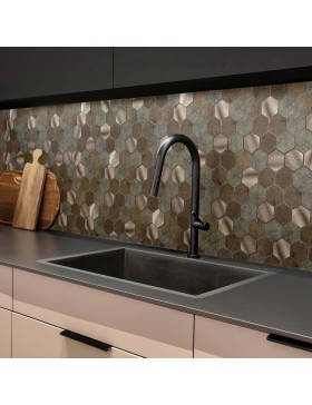 Crédence adhésive 3D Hexa béton – 4 panneaux 25 x 23,2 cm, épaisseur 4 mm – douceur d’intérieur