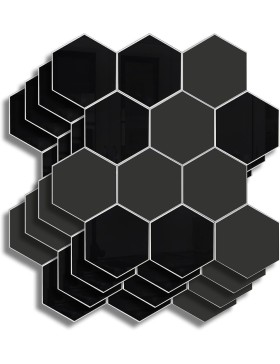 Crédence adhésive 3D Hexa noir – 4 panneaux 25 x 23,2 cm, épaisseur 3,3 mm – douceur d’intérieur