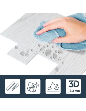 Crédence adhésive 3D Boiseo blanc effet bois – 4 panneaux 25 x 25 cm – douceur d’intérieur