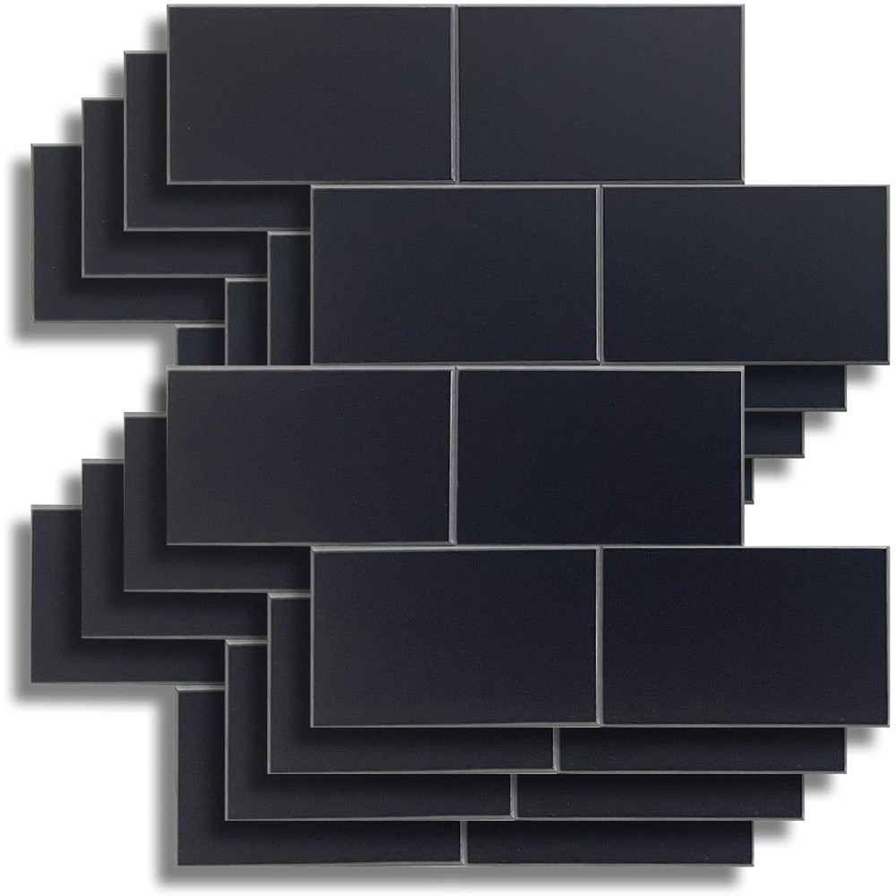 Crédence adhésive 3D Careo noir – 4 panneaux 25 x 25 cm – douceur d’intérieur
