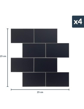 Crédence adhésive 3D Careo noir – 4 panneaux 25 x 25 cm – douceur d’intérieur