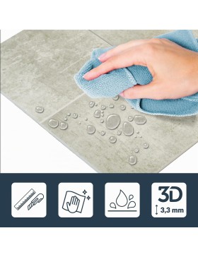 Crédence adhésive 3D Lithos sauge clair – 4 panneaux 25 x 25 cm – douceur d’intérieur