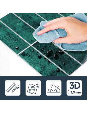 Crédence adhésive 3D Kalix émeraude – 4 panneaux 25 x 25 cm – douceur d’intérieur