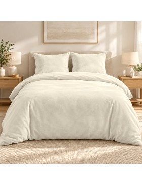 Parure de lit flanelle Flanou 240 x 220 cm – Polyester - 3 pièces, fermeture boutons – douceur d’intérieur
