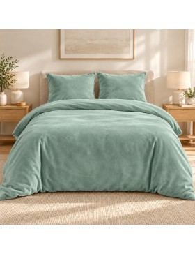 Parure de lit flanelle Flanou 240 x 220 cm – Polyester - 3 pièces, fermeture boutons – douceur d’intérieur