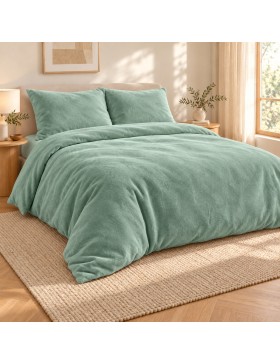 Parure de lit flanelle Flanou 240 x 220 cm – Polyester - 3 pièces, fermeture boutons – douceur d’intérieur